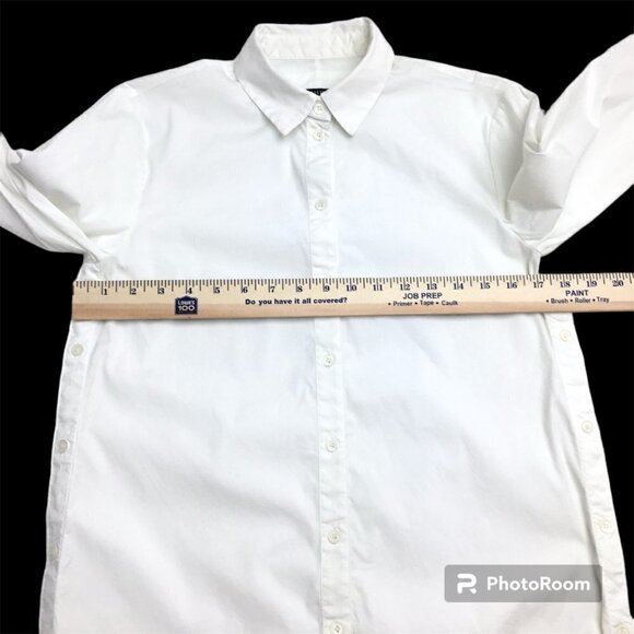Lafayette 148 Women's White Button Front Long Sleeves Side Buttons size P - Picture 5 of 8
